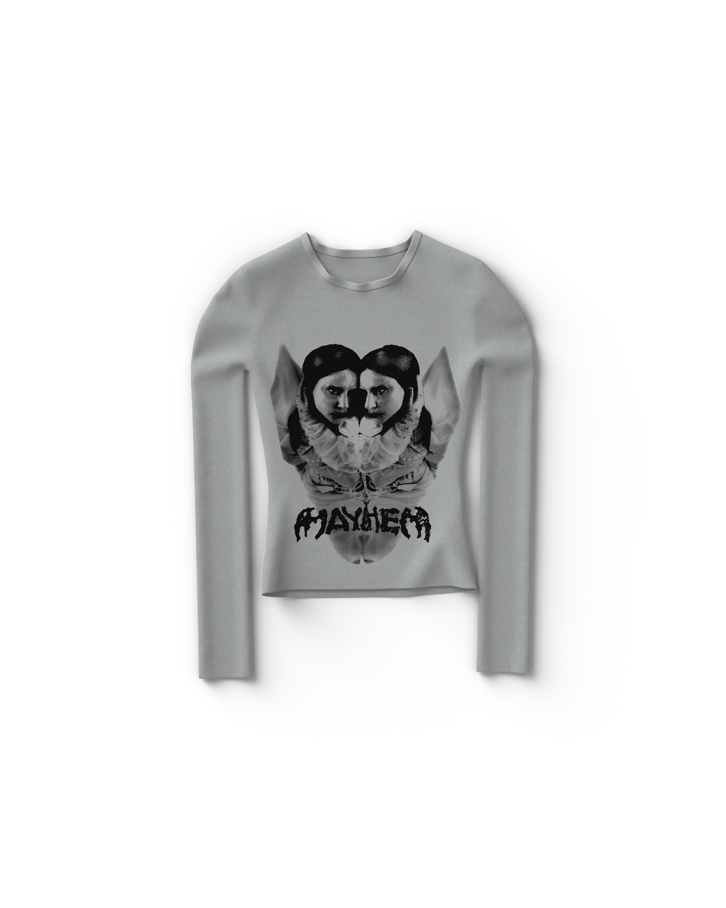 Gray Reflection Fitted Longsleeve T-Shirt